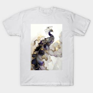 Lilac Peacock Fantasy - Alcohol Ink Resin Art T-Shirt